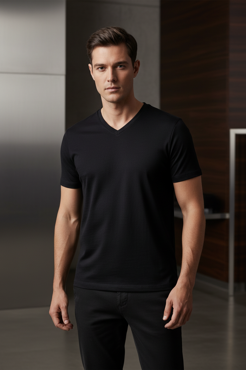 Avynn Club Double Knit V-Neck - Calm Luxurious Lifestyle