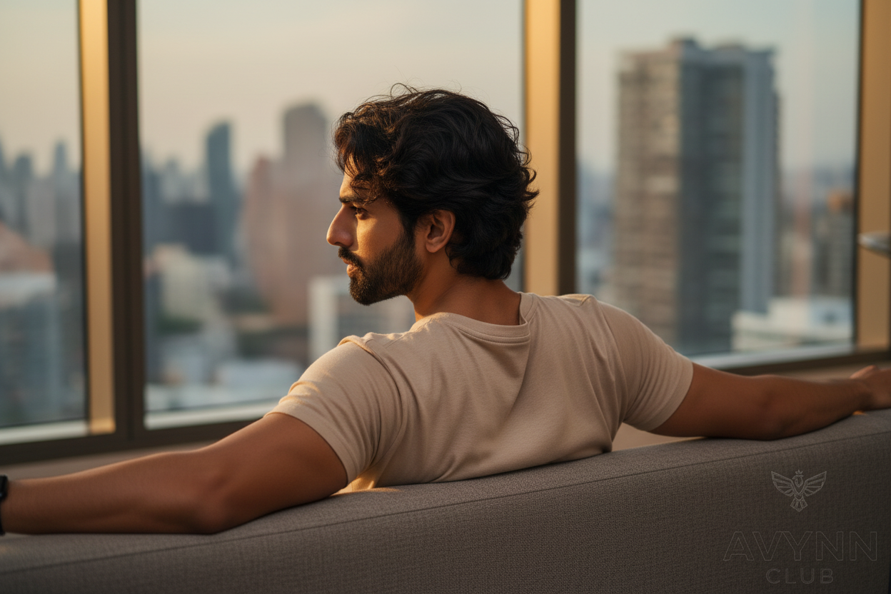 Beige back three quarter sofa arm stretched