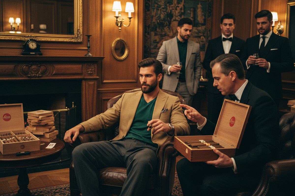 Cigar lounge earth tones connoisseur