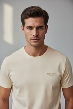 Front – AVYNN CLUB Round Neck #E8DFD0
